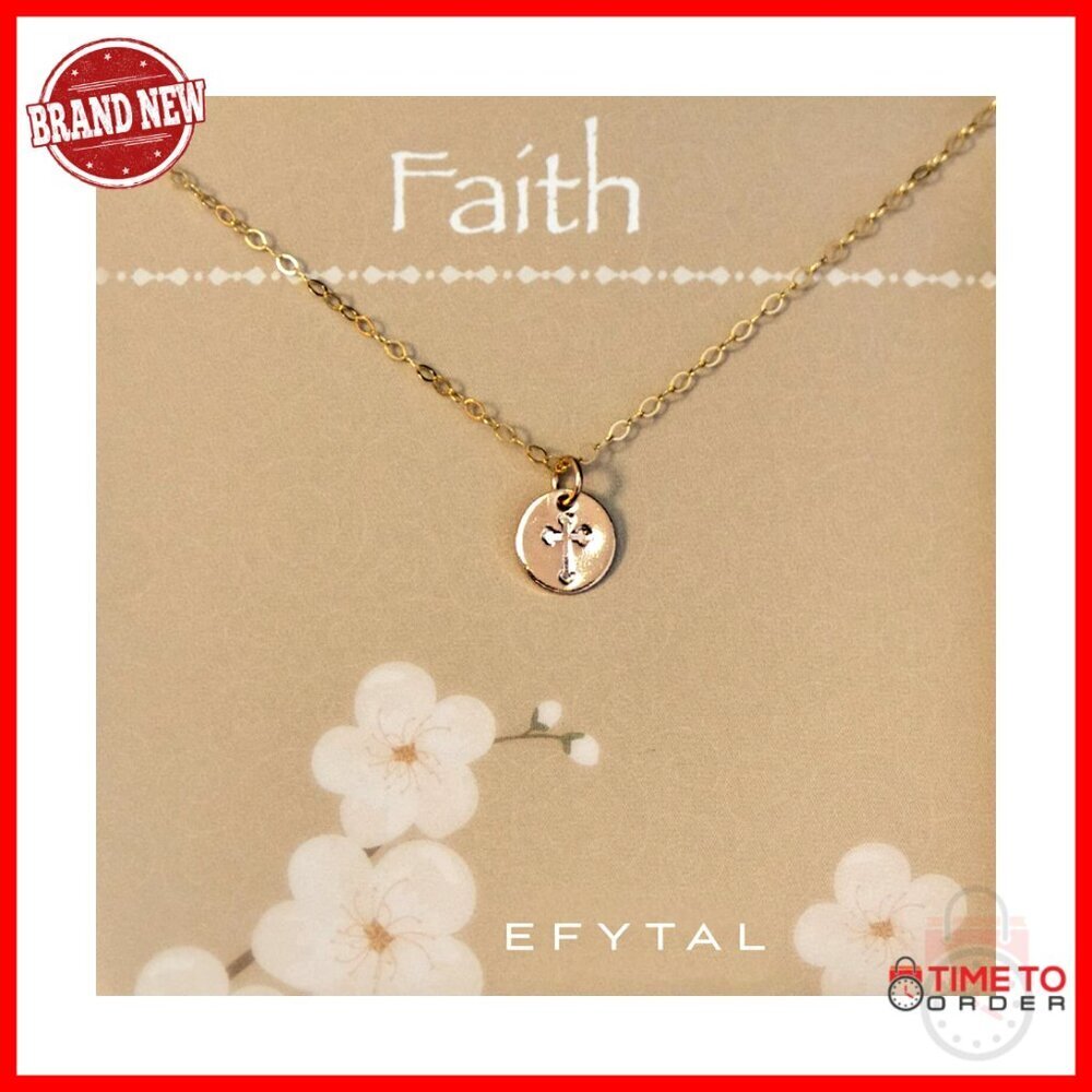 14k Gold Filled Cross Pendant Necklace 18" Religious Gift for Women